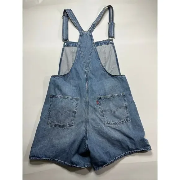 Levi's Women's Blue Denim Utility 4-1/2" Inseam Shortalls - Size L - Picture 3 of 8